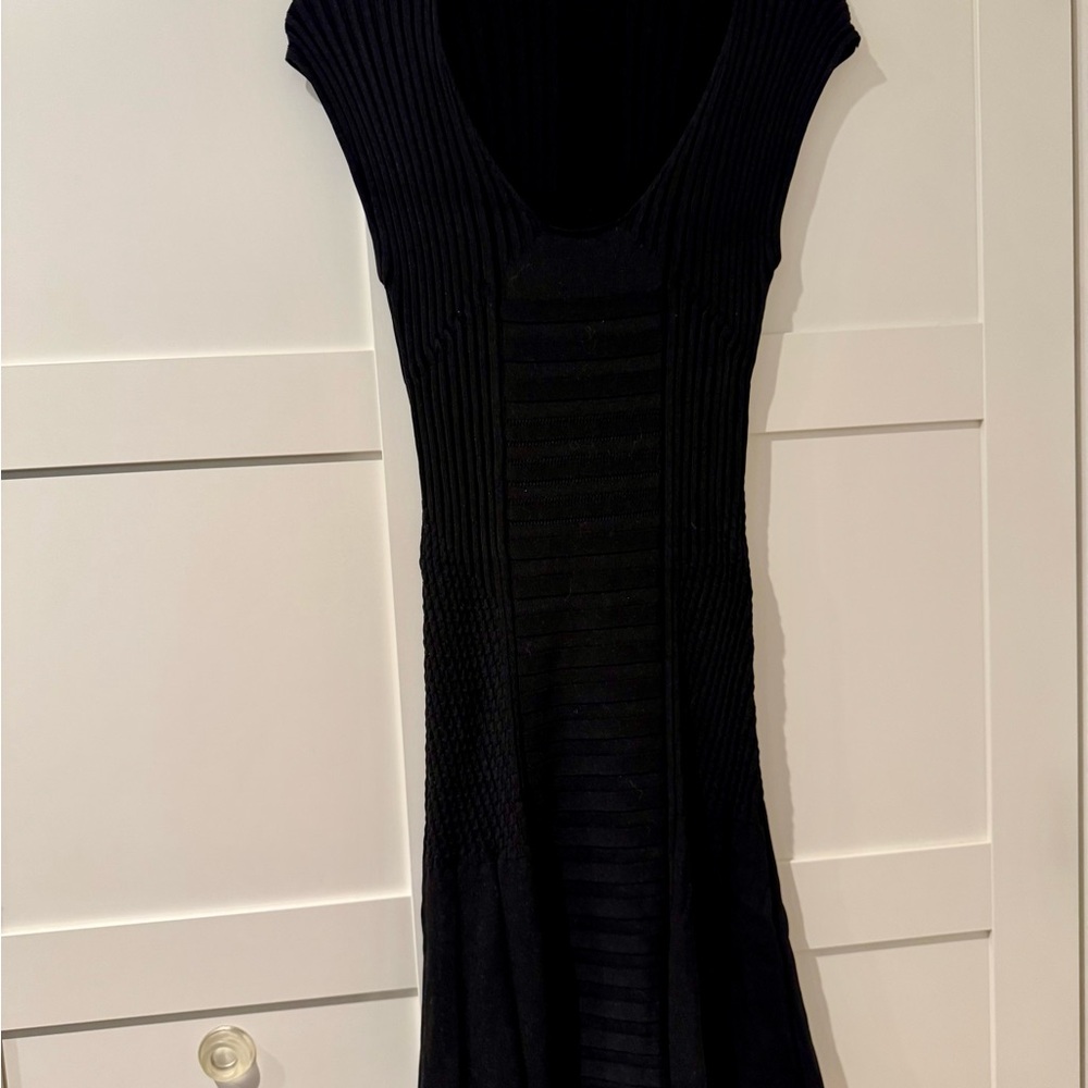 Max Studio Ribbed Black Stretch Dress; large but fits more like small-medium.